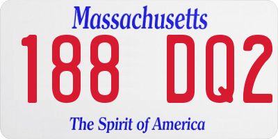 MA license plate 188DQ2