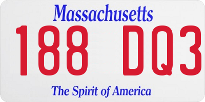 MA license plate 188DQ3