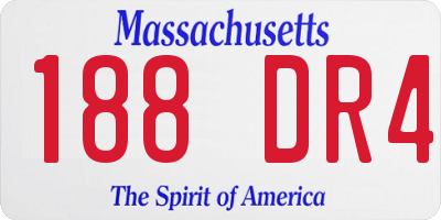 MA license plate 188DR4