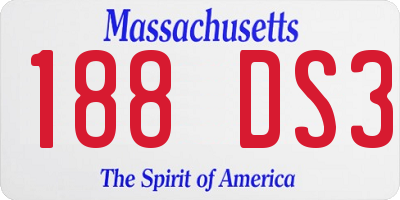 MA license plate 188DS3