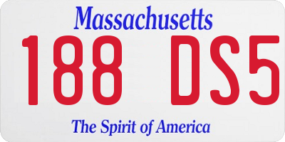 MA license plate 188DS5