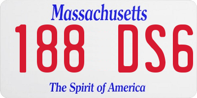 MA license plate 188DS6