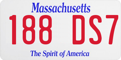 MA license plate 188DS7