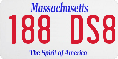 MA license plate 188DS8