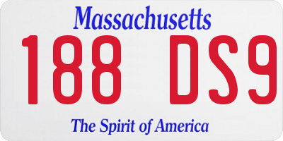 MA license plate 188DS9