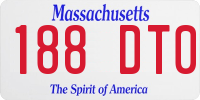 MA license plate 188DT0