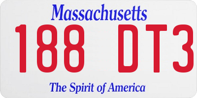 MA license plate 188DT3
