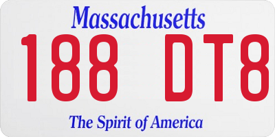 MA license plate 188DT8