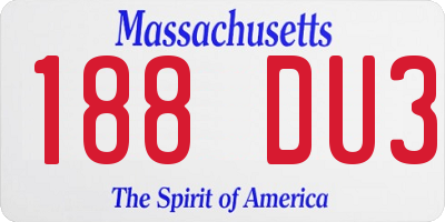 MA license plate 188DU3