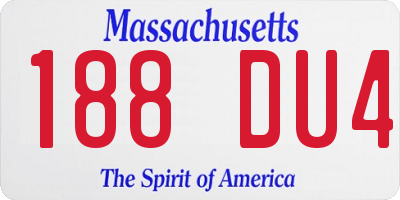 MA license plate 188DU4