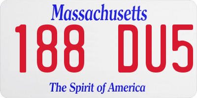 MA license plate 188DU5