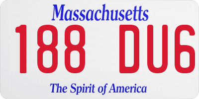 MA license plate 188DU6
