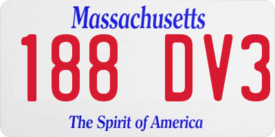 MA license plate 188DV3