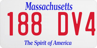 MA license plate 188DV4