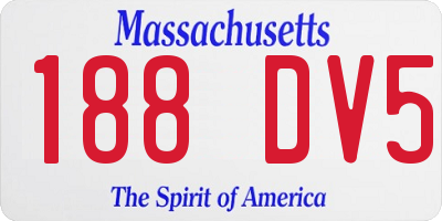 MA license plate 188DV5