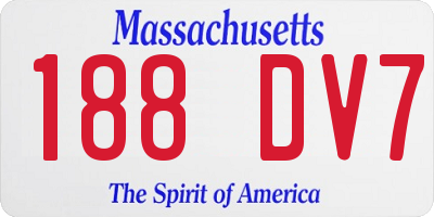 MA license plate 188DV7