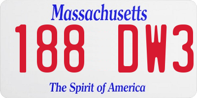 MA license plate 188DW3