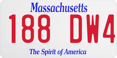 MA license plate 188DW4