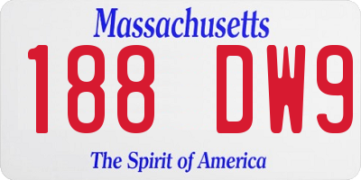 MA license plate 188DW9