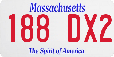 MA license plate 188DX2