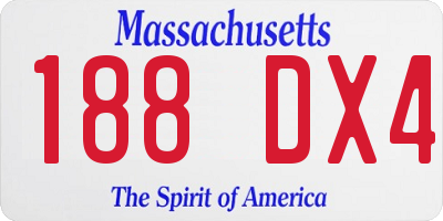MA license plate 188DX4