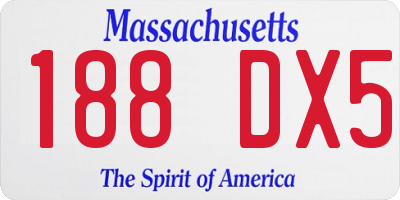 MA license plate 188DX5