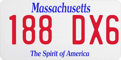 MA license plate 188DX6