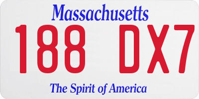MA license plate 188DX7