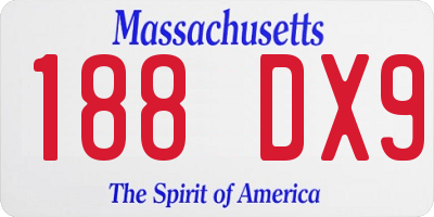 MA license plate 188DX9