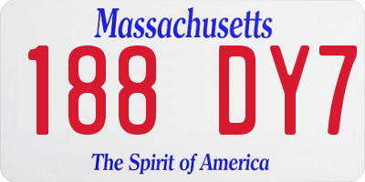 MA license plate 188DY7