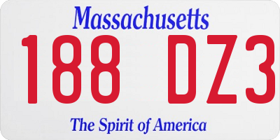 MA license plate 188DZ3