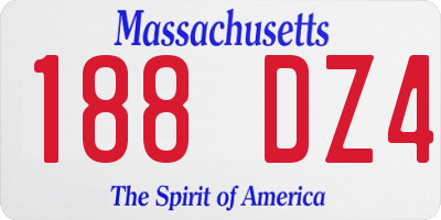MA license plate 188DZ4