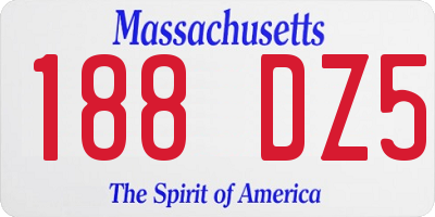 MA license plate 188DZ5