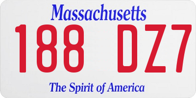 MA license plate 188DZ7