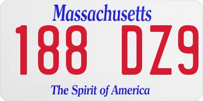 MA license plate 188DZ9