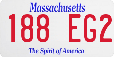 MA license plate 188EG2