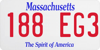 MA license plate 188EG3
