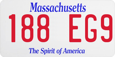 MA license plate 188EG9