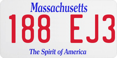 MA license plate 188EJ3