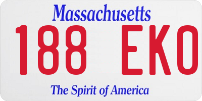 MA license plate 188EK0