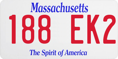 MA license plate 188EK2