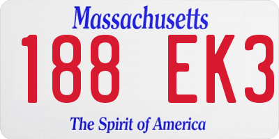MA license plate 188EK3