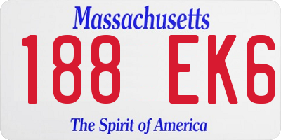 MA license plate 188EK6