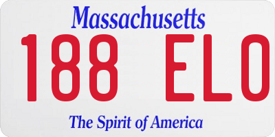 MA license plate 188EL0