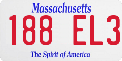 MA license plate 188EL3