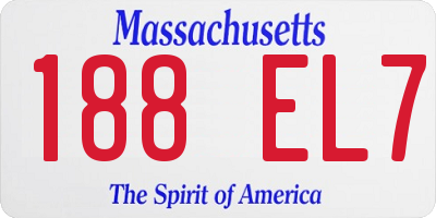 MA license plate 188EL7