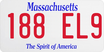 MA license plate 188EL9