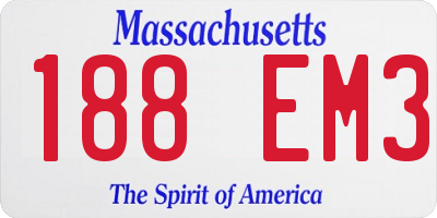 MA license plate 188EM3