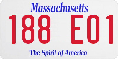 MA license plate 188EO1