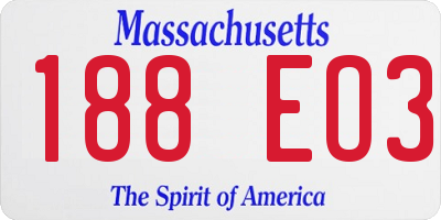 MA license plate 188EO3